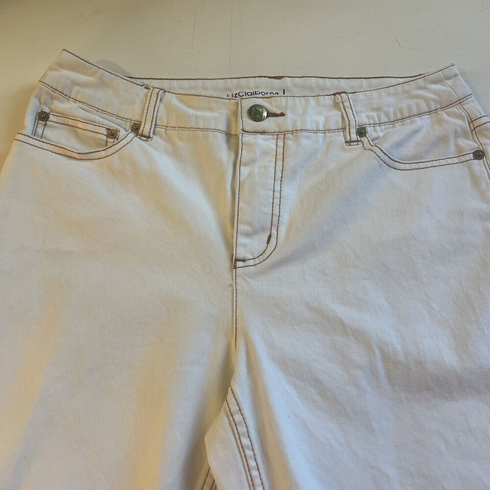 Liz Claiborne Jackie Womens Size 8 P Waist Straight Leg beige Denim Jeans